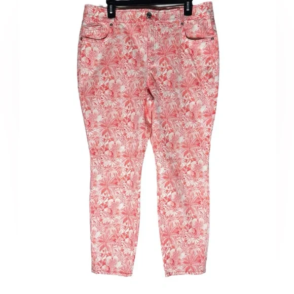 Tommy Bahama Boracay Beach High Rise Ankle Jeans Womens Sz 14 Floral Tropical - Picture 1 of 9